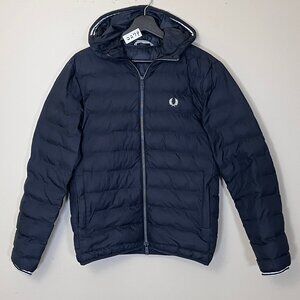 Fred Perry Hooded Puffer Jacket - Men's Size S - Black